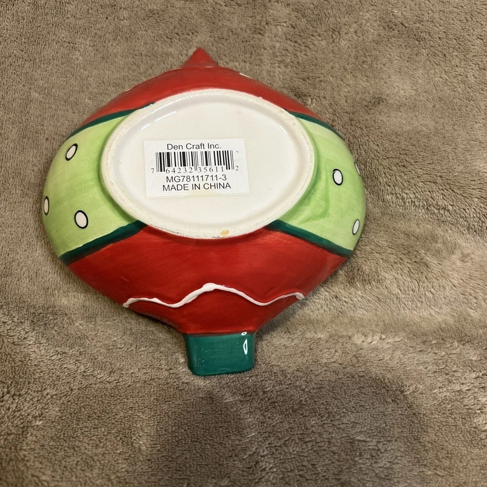 Den Craft Inc Christmas Ornament Candy Dish Ceramic‎